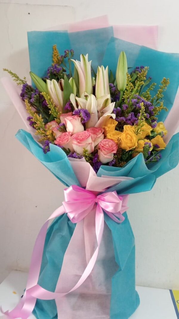 Blush Elegance Bouquet - Lilies & Roses Bouquet 🌸🌹✨